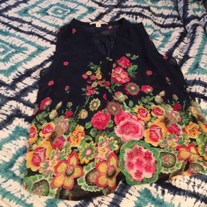 Sheer sleeveless floral blouse
